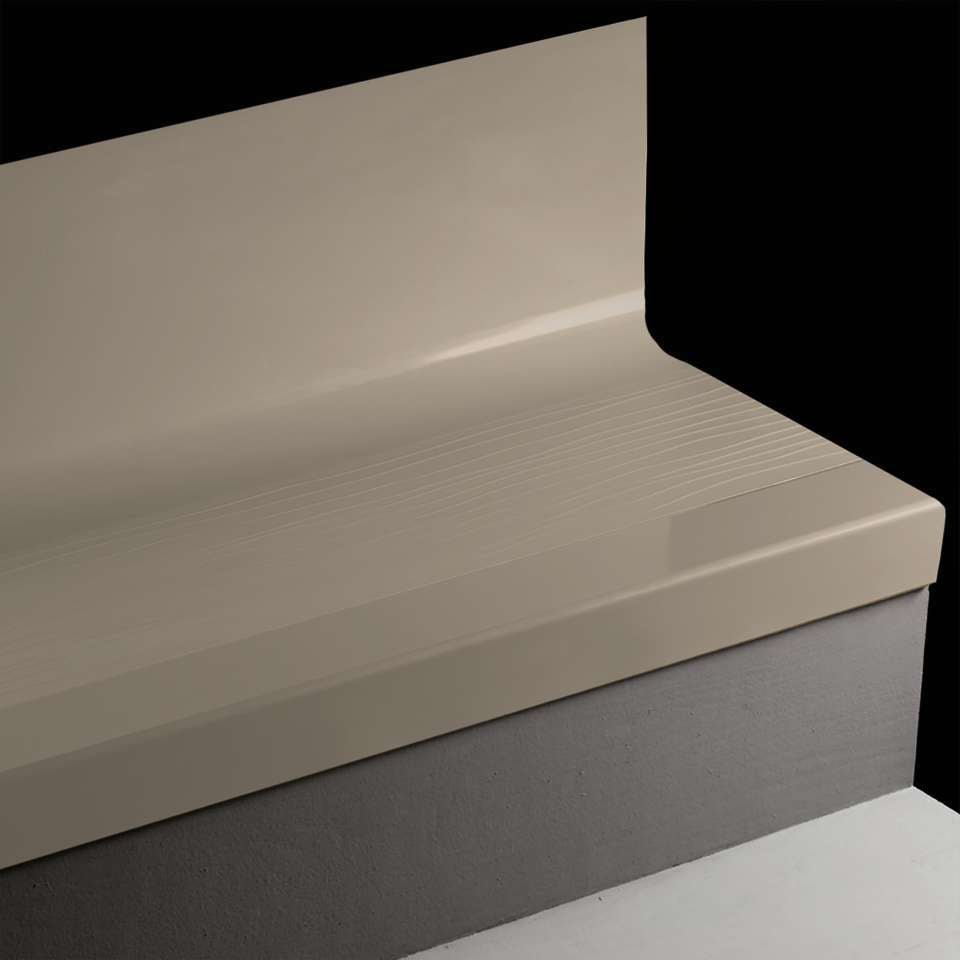 Tarkett - Bande de marche d'escalier en caoutchouc avec contremarche intégrée Angle Fit - VIBMNTRS 121 SQ Bamboo #121 Cement 40 Black Insert 54"
