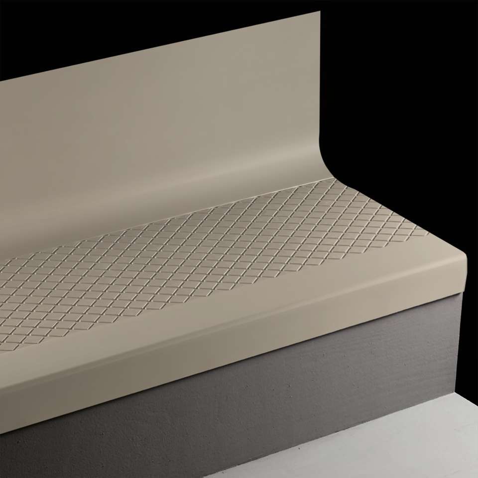 Tarkett - Bande de marche d'escalier en caoutchouc avec contremarche intégrée Angle Fit - VICNNTR 121 SQ Diamond #121 Cement Black grit tape 42"