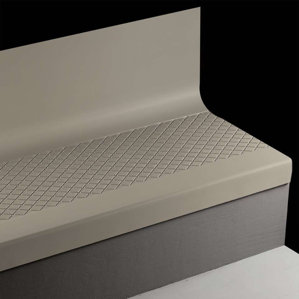 Tarkett - Bande de marche d'escalier en caoutchouc avec contremarche intégrée Angle Fit - VICNNTR 32 SQ Diamond #32 Pebble Black grit tape 48"