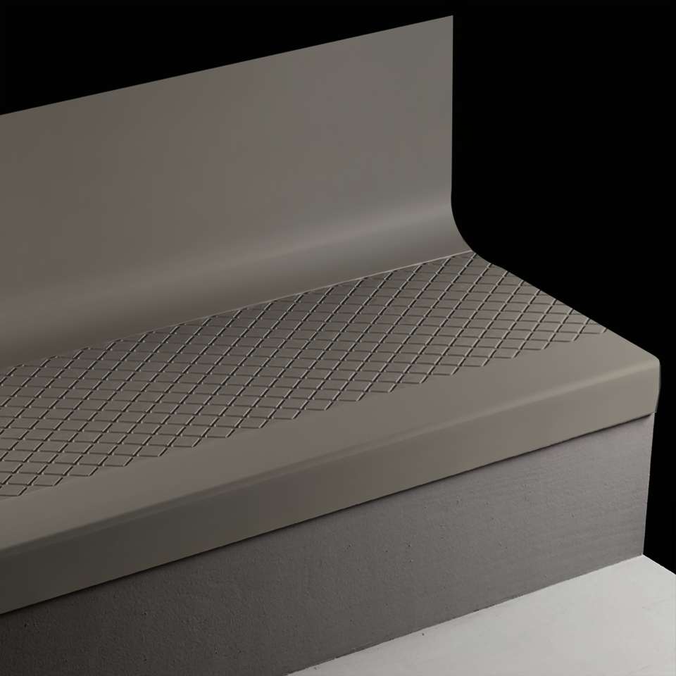 Tarkett - Bande de marche d'escalier en caoutchouc avec contremarche intégrée Angle Fit - VICNNTR 40 SQ Diamond #40 Black Grey grit tape 42"