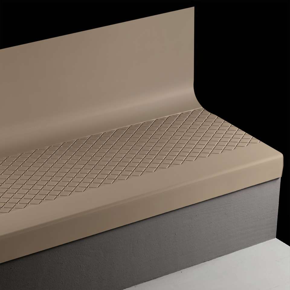 Tarkett - Bande de marche d'escalier en caoutchouc avec contremarche intégrée Angle Fit - VICNNTR 45 SQ Diamond #45 Sandalwood Brown grit tape 48"