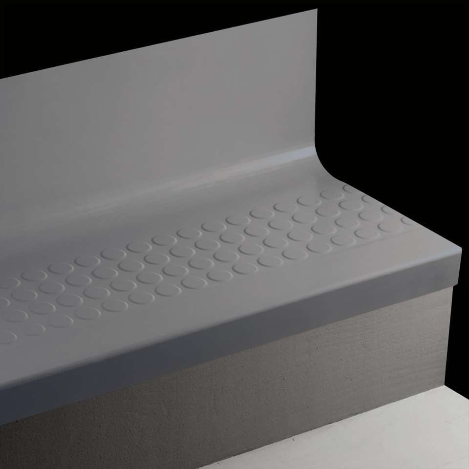 Tarkett - Bande de marche d'escalier en caoutchouc avec contremarche intégrée Angle Fit - VIRNRDTR 83 SQ Raised Round #83 Midnight Grey grit tape