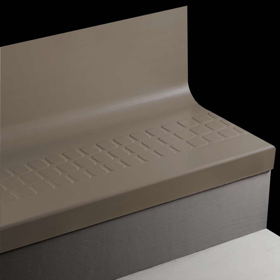 Tarkett - Bande de marche d'escalier en caoutchouc avec contremarche intégrée Angle Fit - VIRNSQTR 167 SQ Raised Square #167 Fudge Tan grit tape 48"