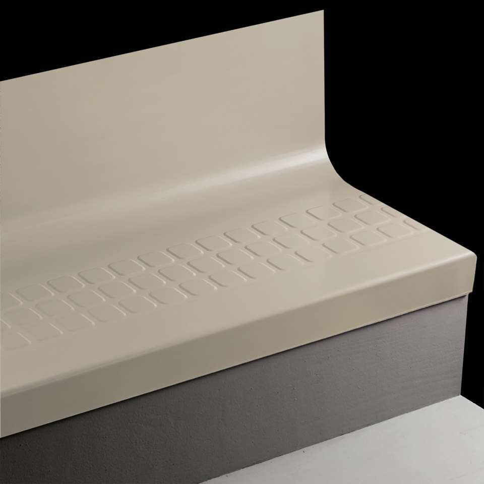 Tarkett - Bande de marche d'escalier en caoutchouc avec contremarche intégrée Angle Fit - VIRNSQTR 24 SQ Raised Square #24 Grey Haze Black grit tape 48"