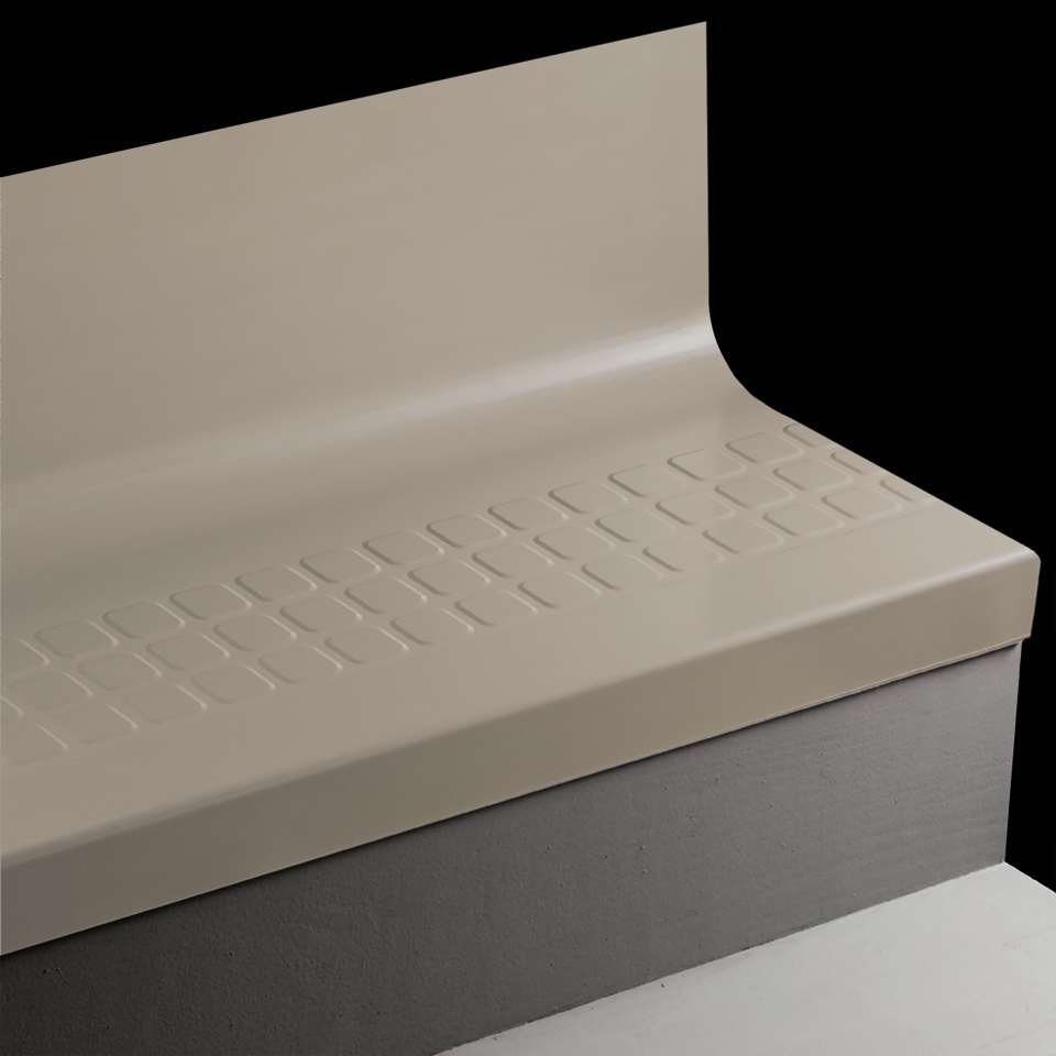 Tarkett - Bande de marche d'escalier en caoutchouc avec contremarche intégrée Angle Fit - VIRNSQTR 55 SQ Raised Square #55 Silver Grey Black grit tape 72"