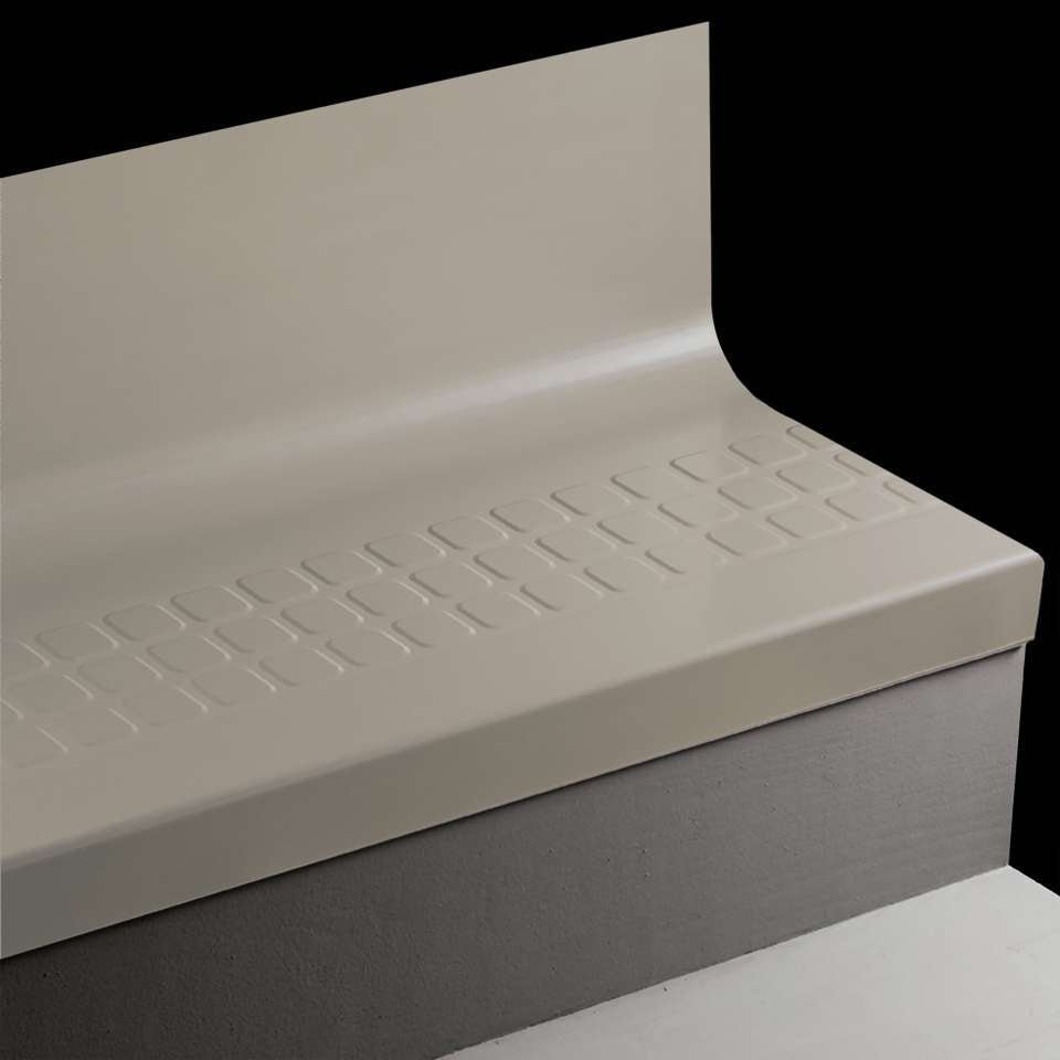 Tarkett - Bande de marche d'escalier en caoutchouc avec contremarche intégrée Angle Fit - VIRNSQTR TA5 SQ Raised Square #TA5 Colonial Grey Black grit tape 36"