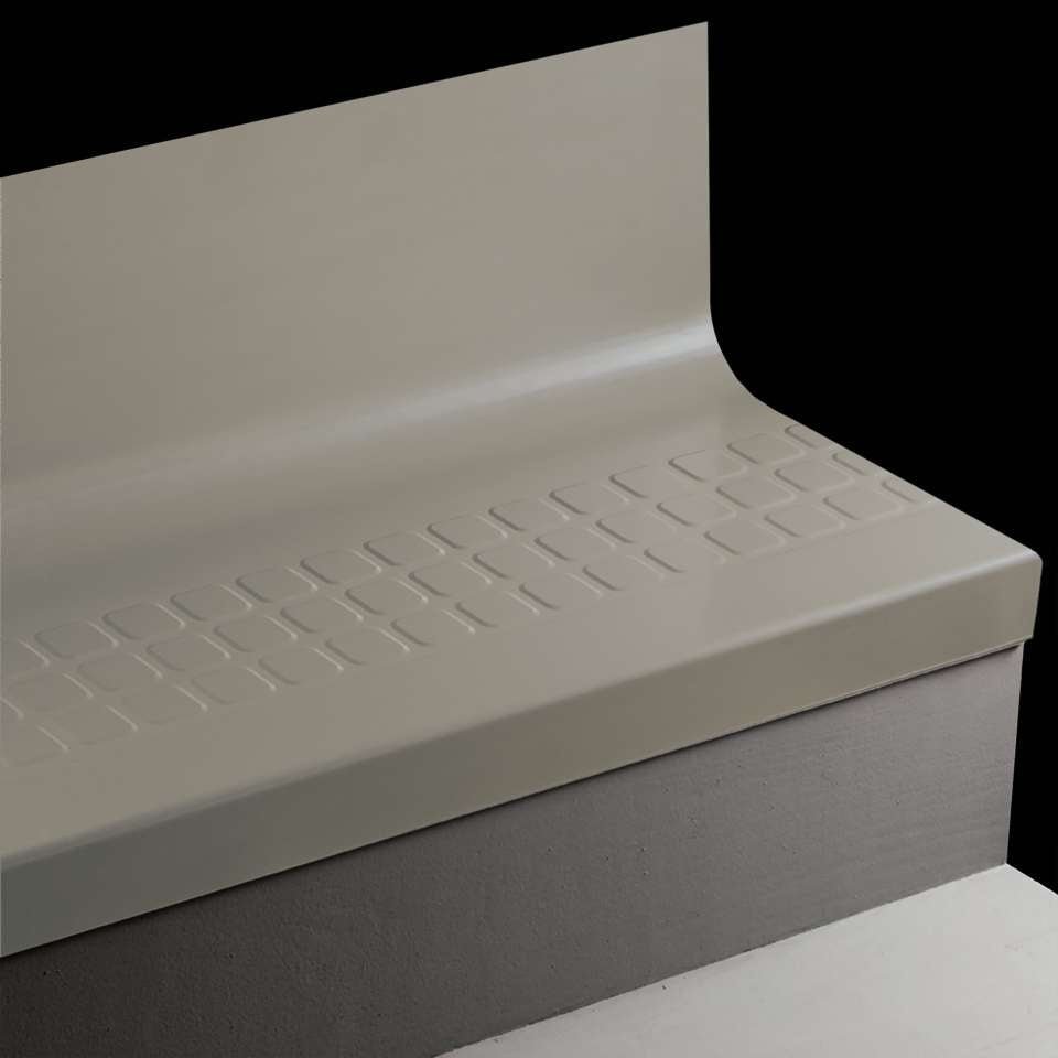 Tarkett - Bande de marche d'escalier en caoutchouc avec contremarche intégrée Angle Fit - VIRNSQTRS 28 SQ Raised Square #28 Medium Grey 40 Black Insert 72"