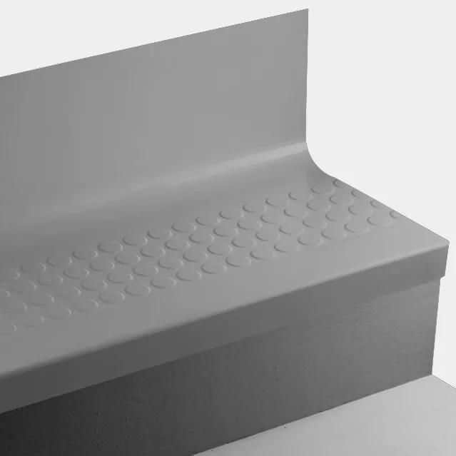 Tarkett - Marche d'escalier en caoutchouc Angle Fit avec contremarche intégrée - RNRDTR 48 SQ Raised Round 48 Grey - sans insert 48" ||RNRDTRSPVF248 - Ceramed