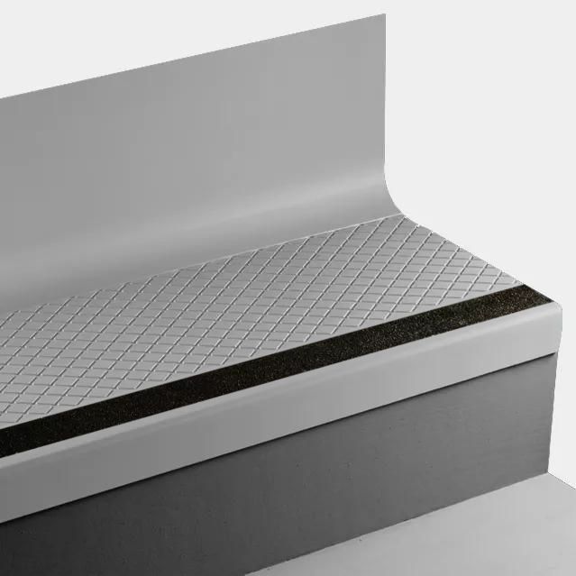 Tarkett - Marche d'escalier en caoutchouc Angle Fit avec contremarche intégrée - VICNNTR 21 SQ Diamond 21 Platinum - avec insert de ruban antidérapant noir 48" ||VICNNTR2148 - Ceramed