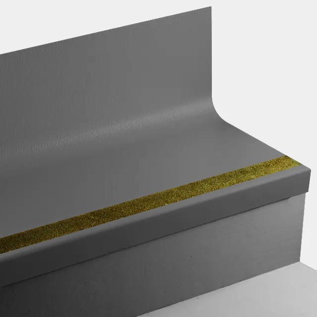 Tarkett - Marche d'escalier en caoutchouc Angle Fit avec contremarche intégrée - VIHNTR TA6 SQ Hammered TA6 Bedrock - avec insert de ruban antidérapant jaune 72" ||VIHNTRTA672 - Ceramed