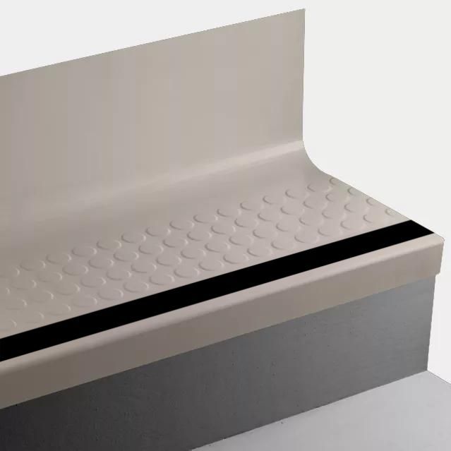 Tarkett - Marche d'escalier en caoutchouc Angle Fit avec contremarche intégrée - VIRNRDTRS 280 SQ Raised Round 280 Shoreline - avec insert en caoutchouc 40 Black 48" ||VIRNRDTRS28048 - Ceramed