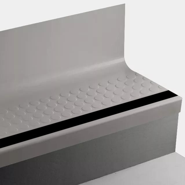 Tarkett - Marche d'escalier en caoutchouc Angle Fit avec contremarche intégrée - VIRNRDTRS 32 SQ Raised Round 32 Pebble - avec insert en caoutchouc 40 Black 54" ||VIRNRDTRS3254 - Ceramed