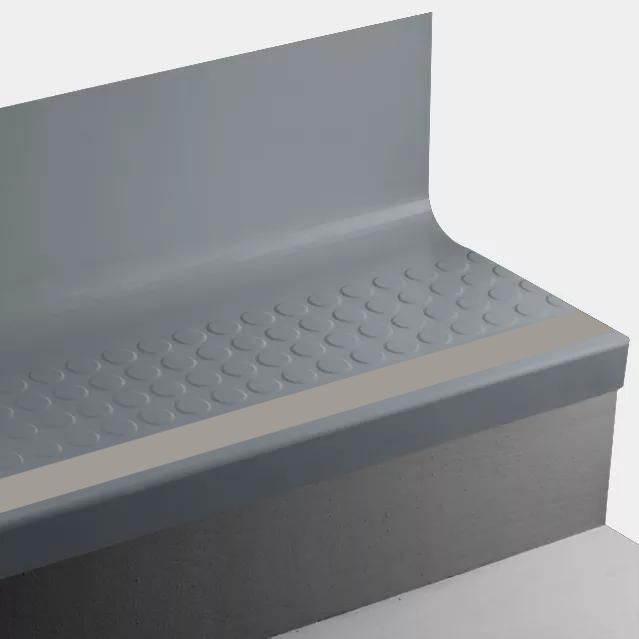 Tarkett - Marche d'escalier en caoutchouc Angle Fit avec contremarche intégrée - VIRNRDTRS 92 SQ Raised Round 92 Blue Lagoon - avec insert en caoutchouc 55 Silver Grey 96" ||VIRNRDTRS9296 - Ceramed