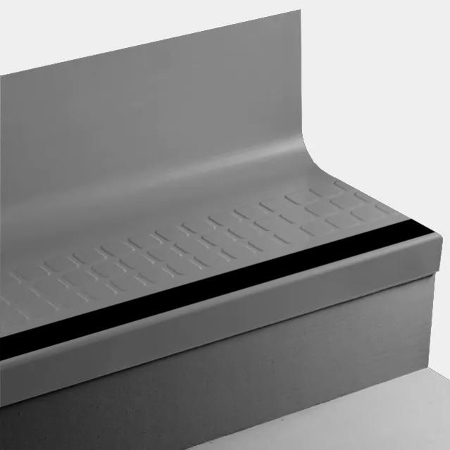 Tarkett - Marche d'escalier en caoutchouc Angle Fit avec contremarche intégrée - VIRNSQTRS VL4 SQ Raised Square VL4 Cool Metal - avec insert en caoutchouc 40 Black 48" ||VIRNSQTRSVL448 - Ceramed