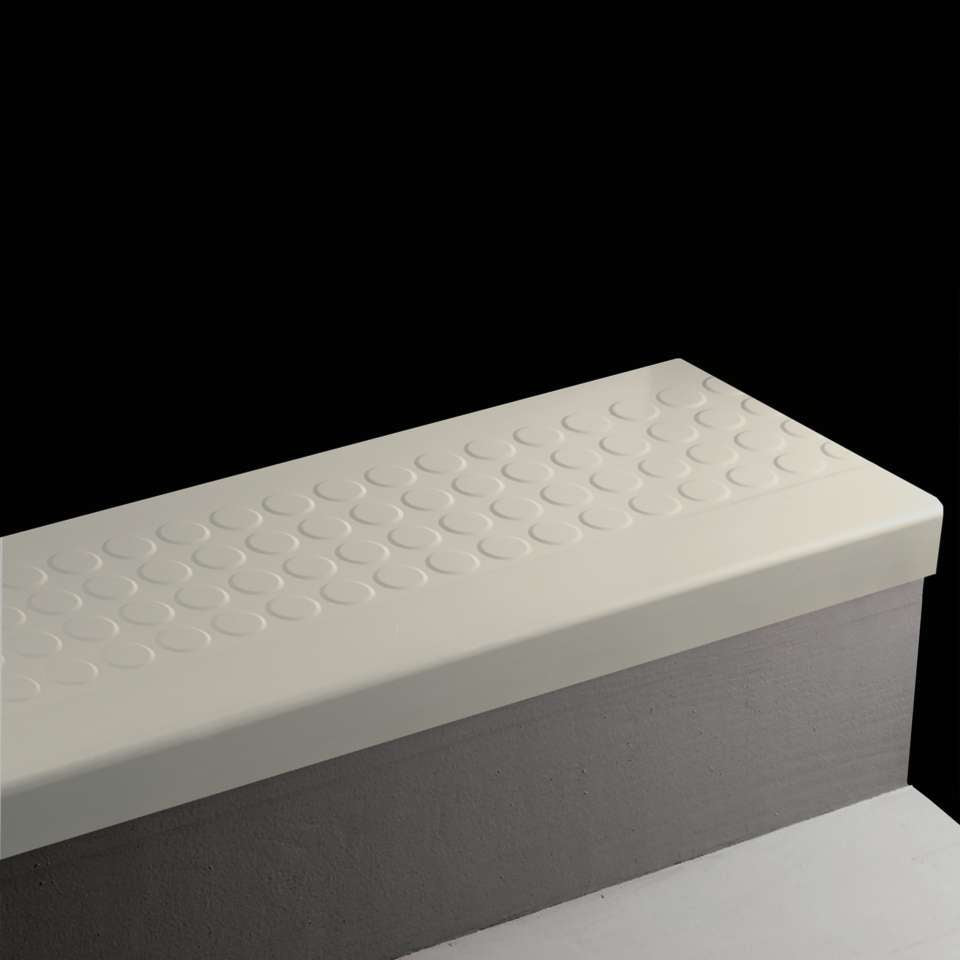 Tarkett - Marche d'escalier en caoutchouc Angle Fit - RNRD 21 SQ Raised Round #21 Platinum No insert 36"