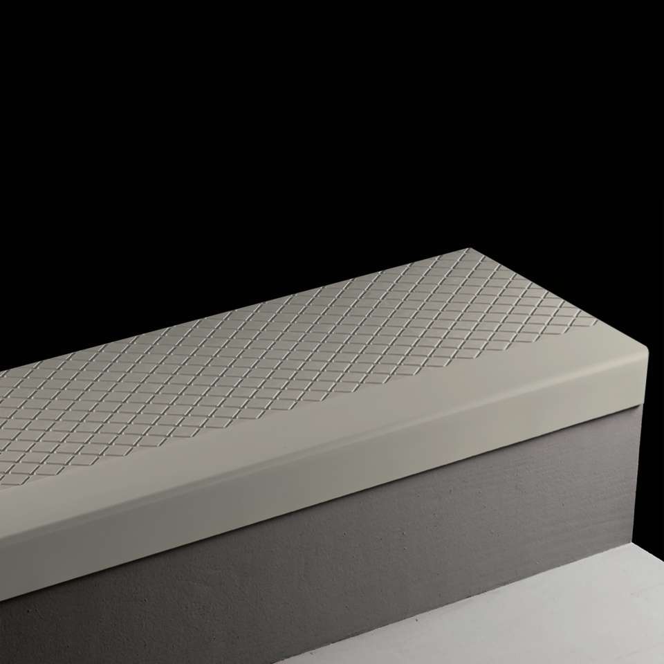 Tarkett - Marche d'escalier en caoutchouc Angle Fit - VICNN 38 SQ Diamond #38 Pewter Black grit tape 48"