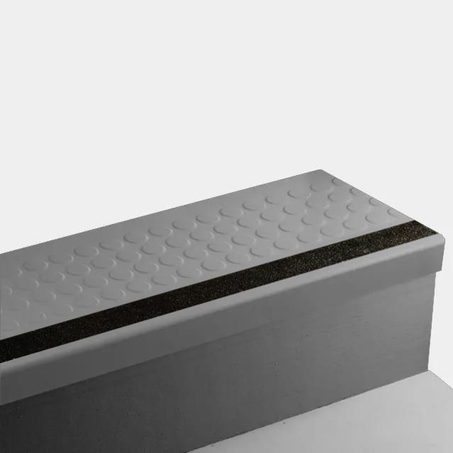 Tarkett - Marche d'escalier en caoutchouc Angle Fit - VIRNRD TG6 SQ Raised Round TG6 Mink - avec insert de ruban antidérapant noir 96" ||VIRNRDTG696 - Ceramed