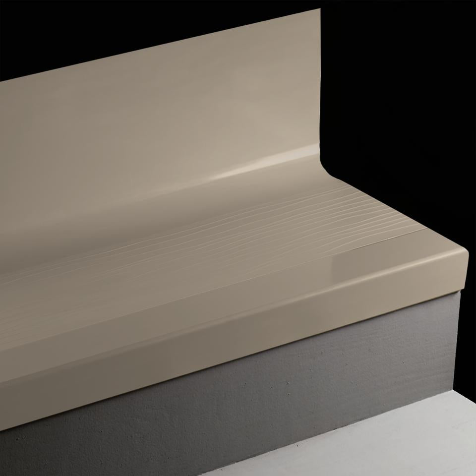 Tarkett - Marche d'escalier en caoutchouc avec contremarche intégrée Angle Fit Bamboo #121 Cement avec bande antidérapante 48"