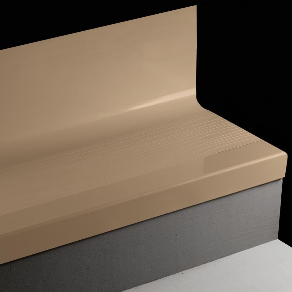 Tarkett - Marche d'escalier en caoutchouc avec contremarche intégrée Angle Fit Bamboo #130 Sisal avec bande antidérapante 48"