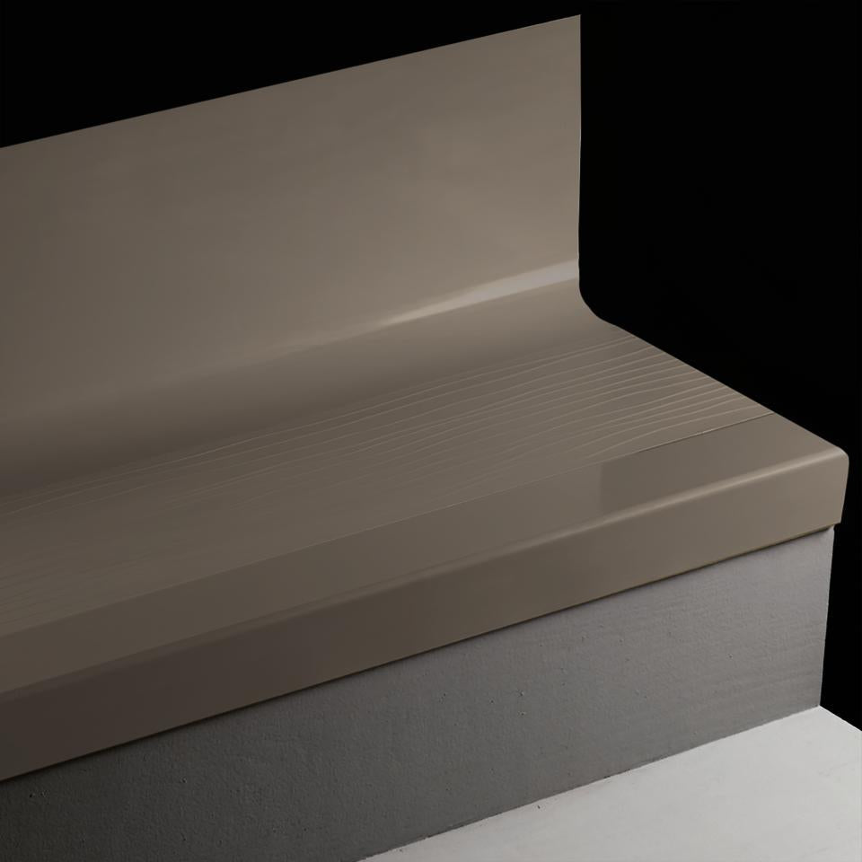 Tarkett - Marche d'escalier en caoutchouc avec contremarche intégrée Angle Fit Bamboo #167 Fudge avec bande antidérapante 48"