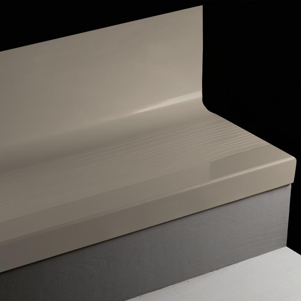Tarkett - Marche d'escalier en caoutchouc avec contremarche intégrée Angle Fit Bamboo #32 Pebble avec bande antidérapante 48"