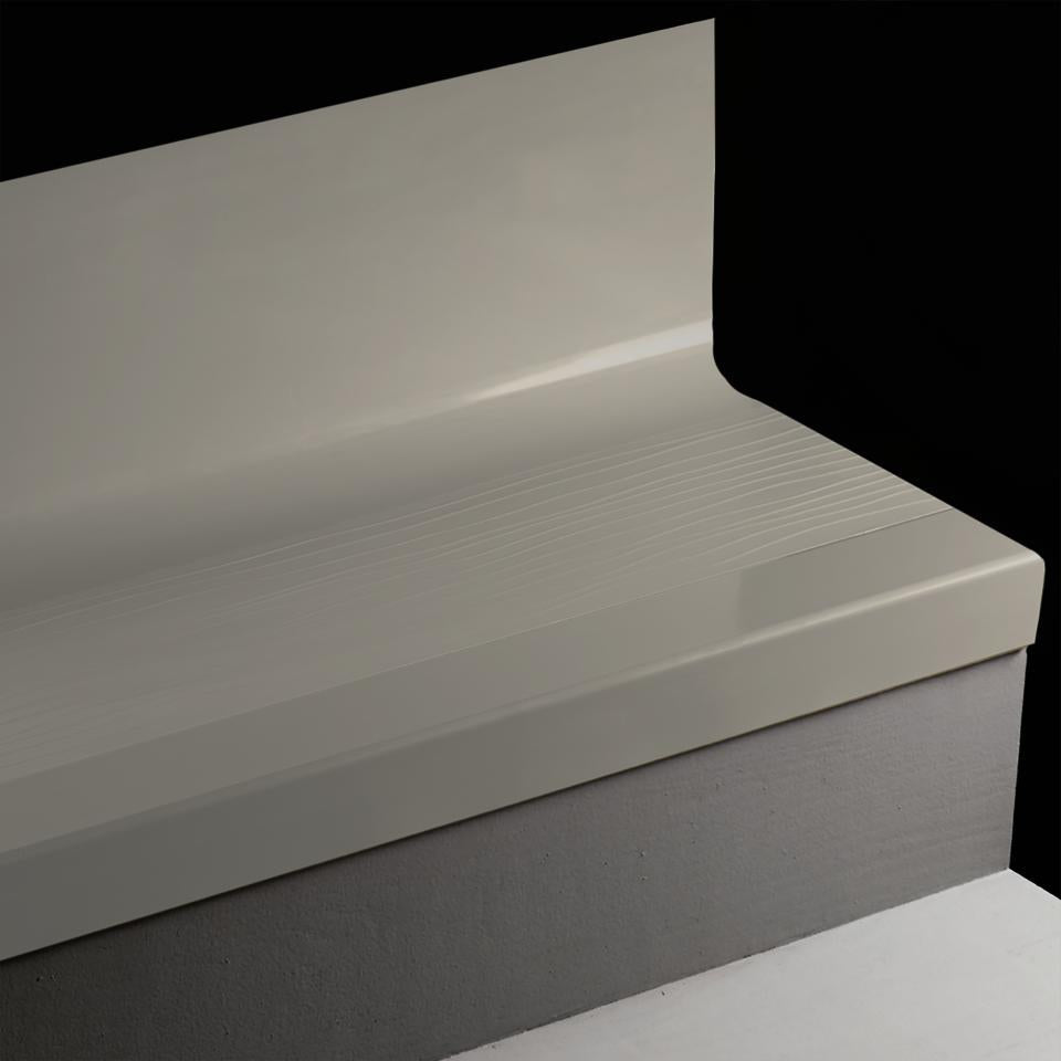 Tarkett - Marche d'escalier en caoutchouc avec contremarche intégrée Angle Fit Bamboo #38 Pewter avec bande antidérapante 72"