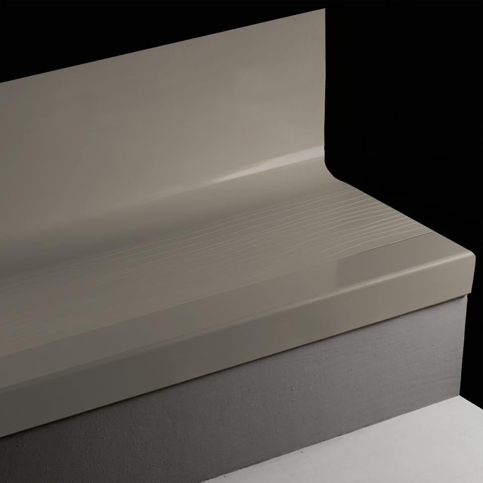 Tarkett - Marche d'escalier en caoutchouc avec contremarche intégrée Angle Fit Bamboo #48 Grey avec bande antidérapante 48"
