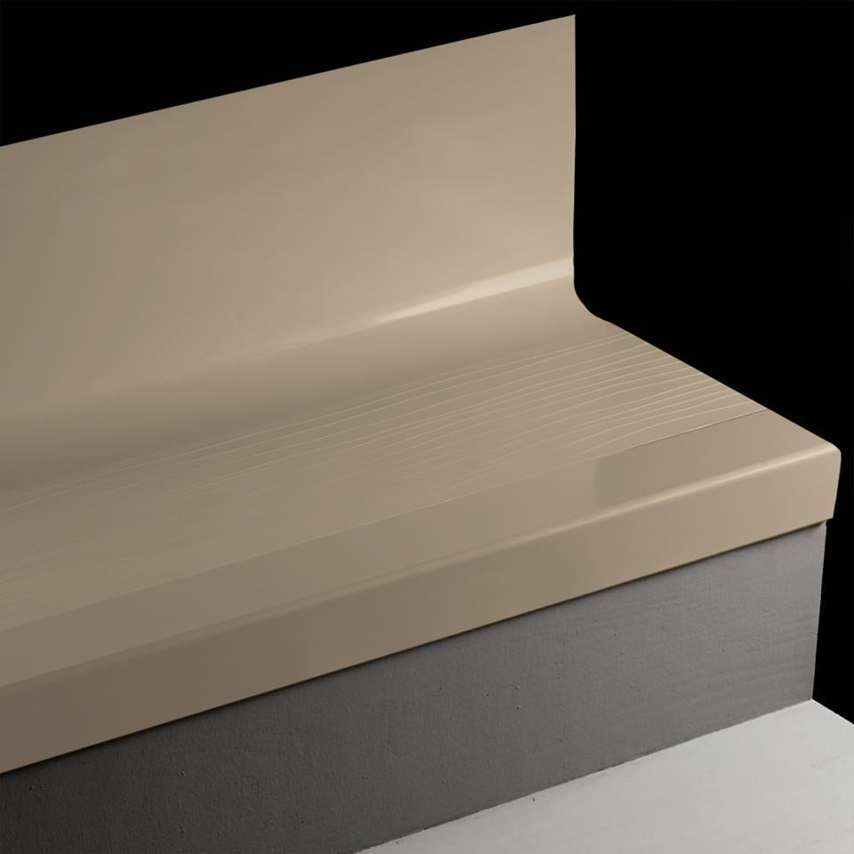 Tarkett - Marche d'escalier en caoutchouc avec contremarche intégrée Angle Fit Bamboo #49 Beige avec bande antidérapante 36"