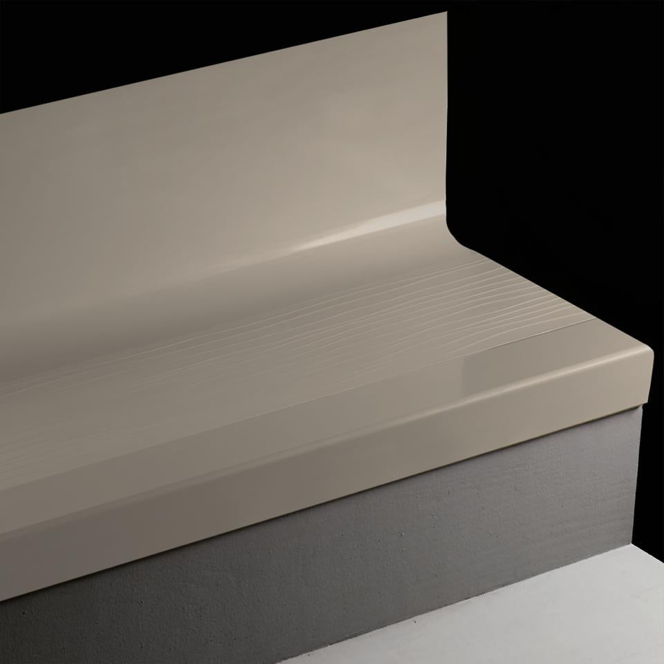 Tarkett - Marche d'escalier en caoutchouc avec contremarche intégrée Angle Fit Bamboo #55 Silver Grey avec bande antidérapante 42"