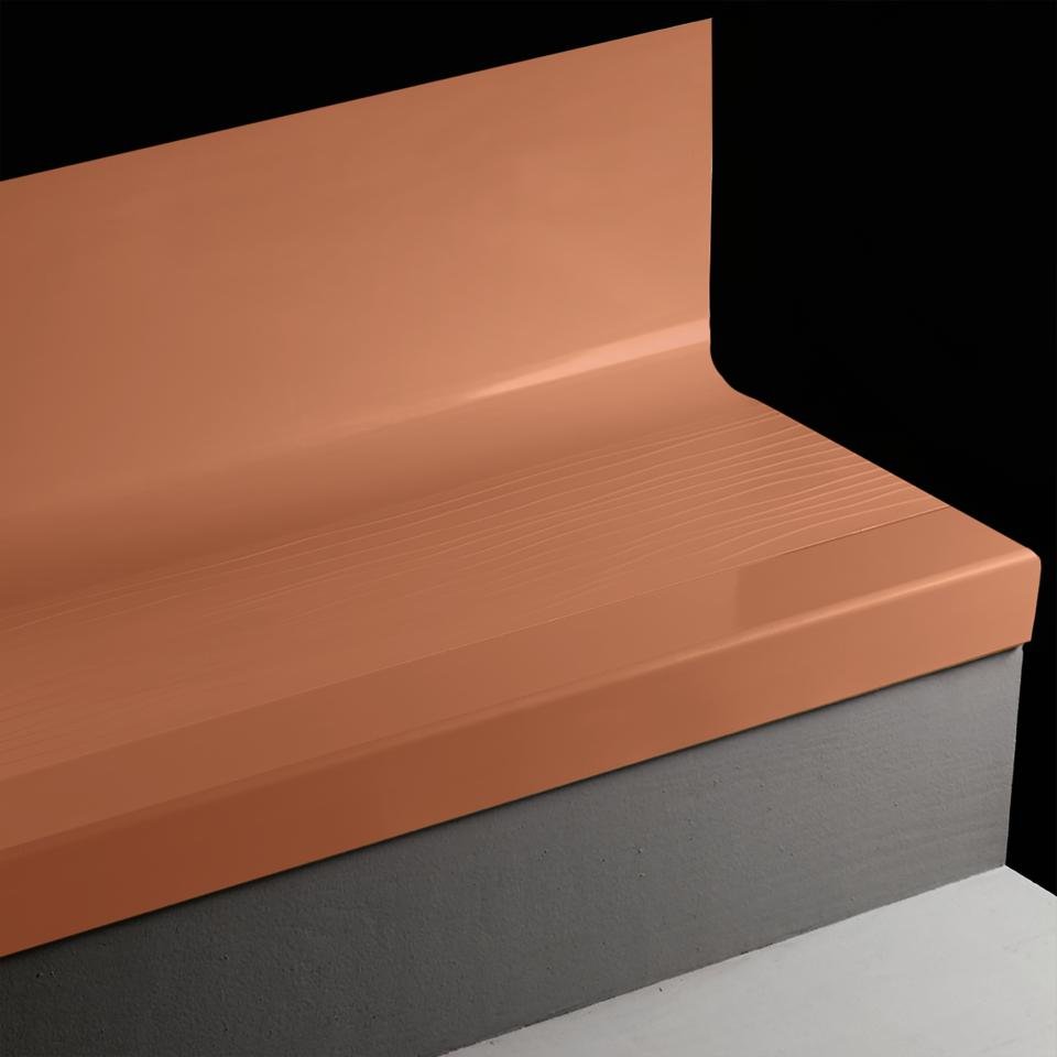 Tarkett - Marche d'escalier en caoutchouc avec contremarche intégrée Angle Fit Bamboo #62 Tangerine Tango avec bande antidérapante 36"