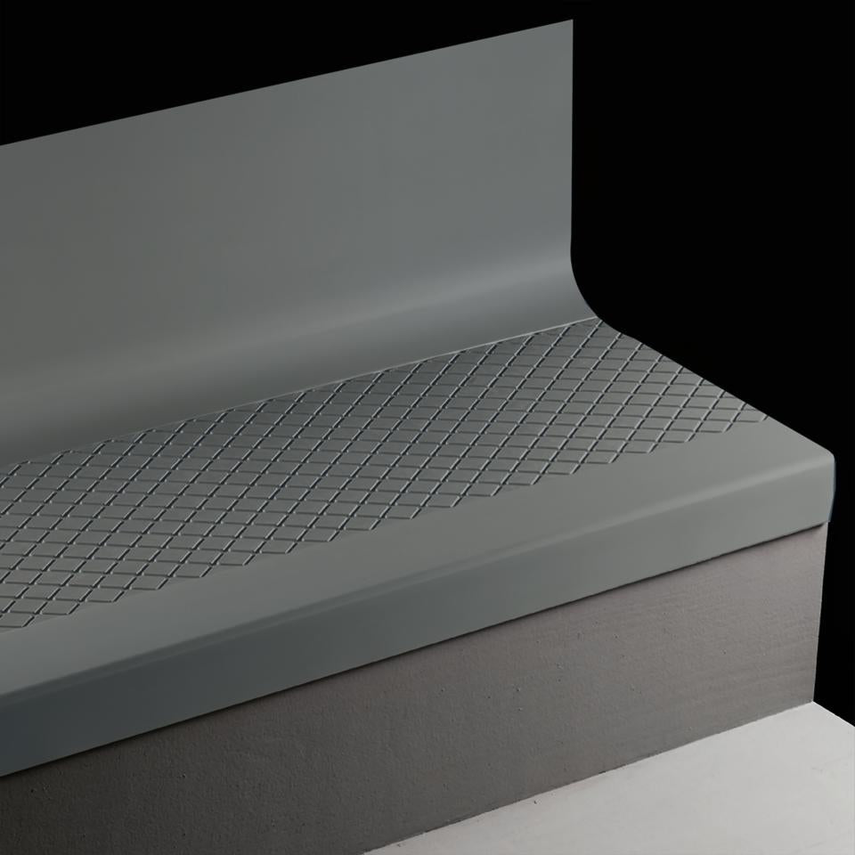 Tarkett - Marche d'escalier en caoutchouc avec contremarche intégrée Angle Fit Diamond #18 Navy Blue avec bande antidérapante 48"