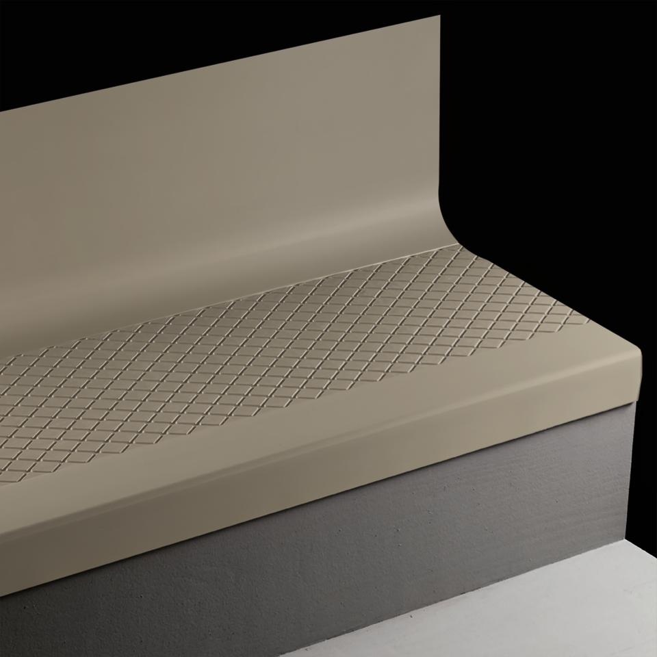 Tarkett - Marche d'escalier en caoutchouc avec contremarche intégrée Angle Fit Diamond #281 Grizzly 42"