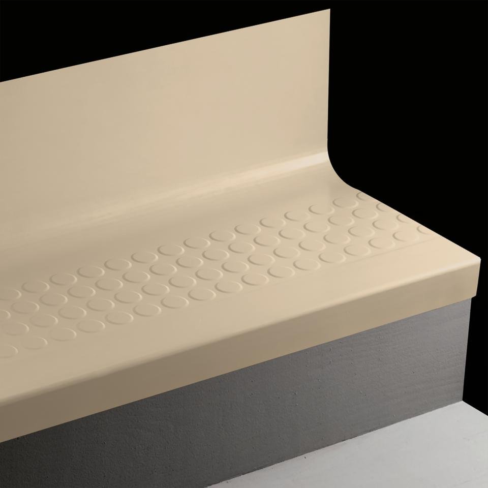 Tarkett - Marche d'escalier en caoutchouc avec contremarche intégrée Angle Fit Raised Round #129 Silk 36"