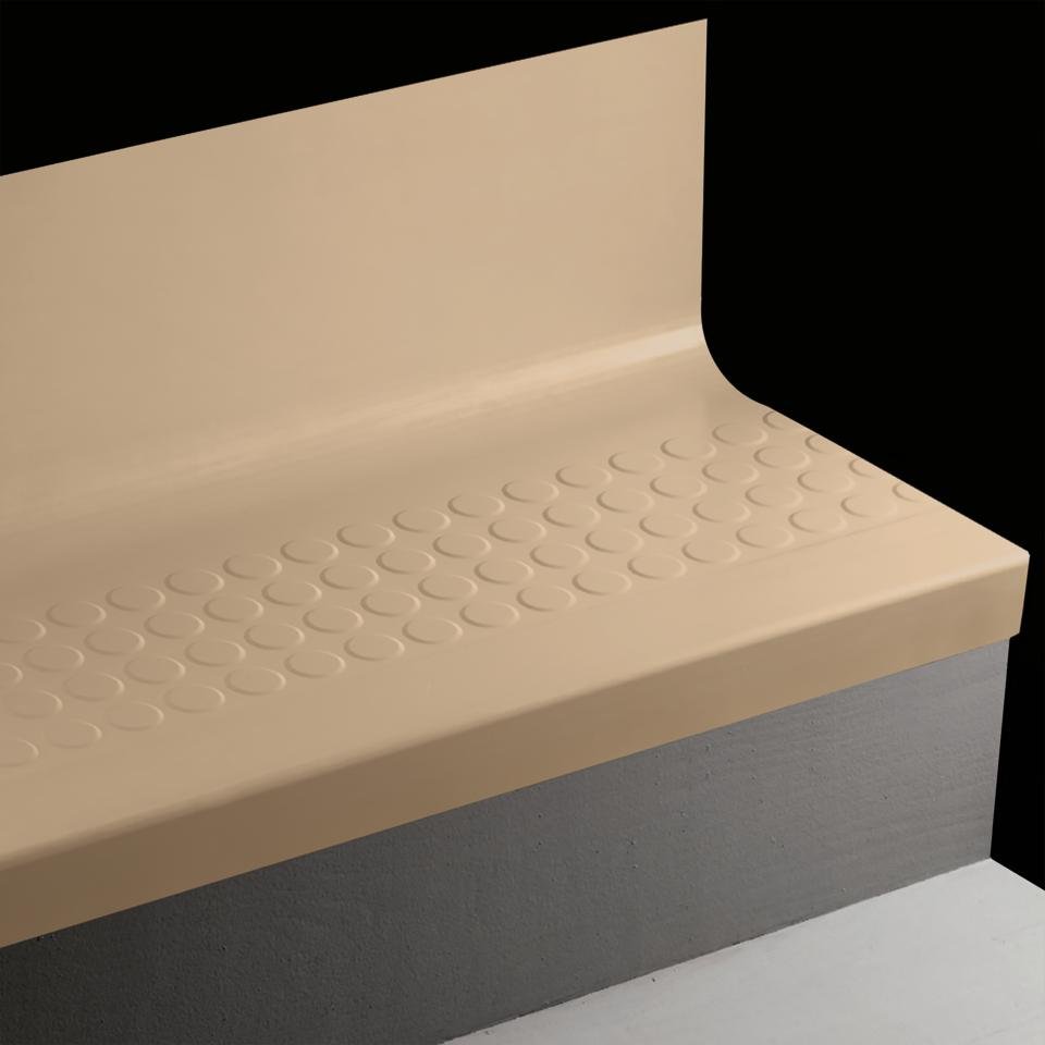 Tarkett - Marche d'escalier en caoutchouc avec contremarche intégrée Angle Fit Raised Round #130 Sisal 84"
