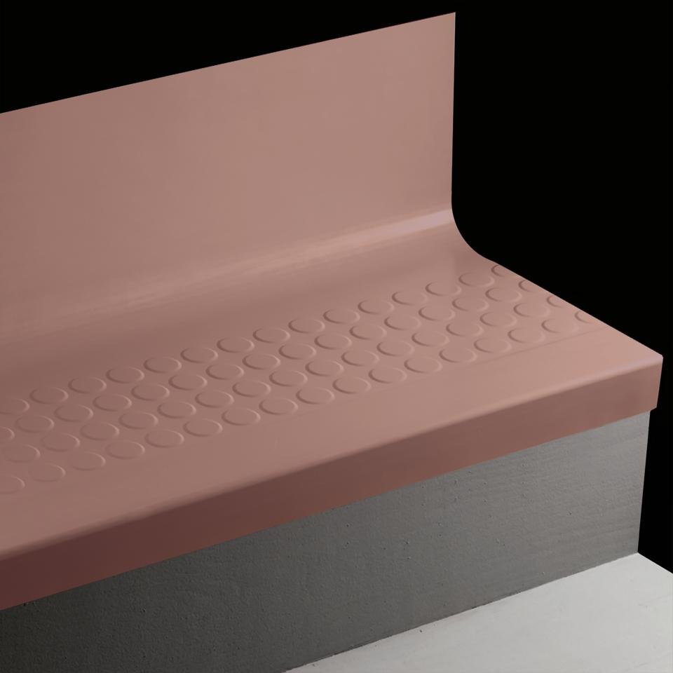 Tarkett - Marche d'escalier en caoutchouc avec contremarche intégrée Angle Fit Raised Round #163 Salsa 72"