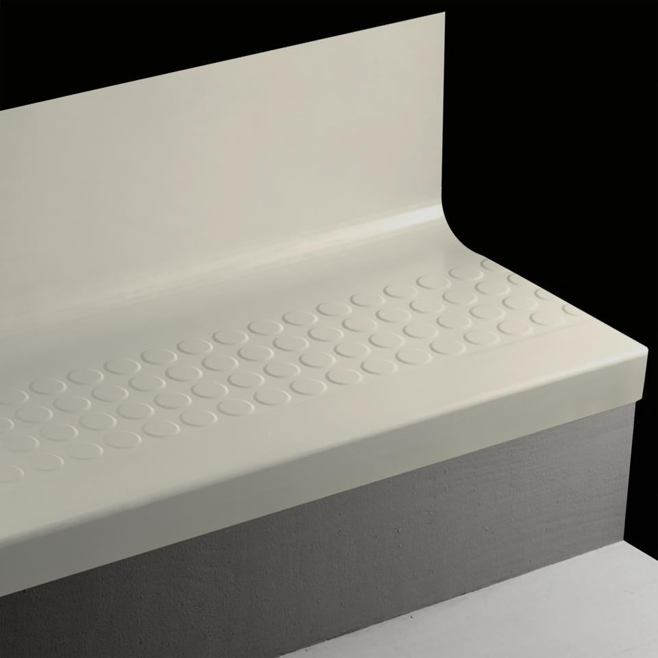 Tarkett - Marche d'escalier en caoutchouc avec contremarche intégrée Angle Fit Raised Round #21 Platinum 96"