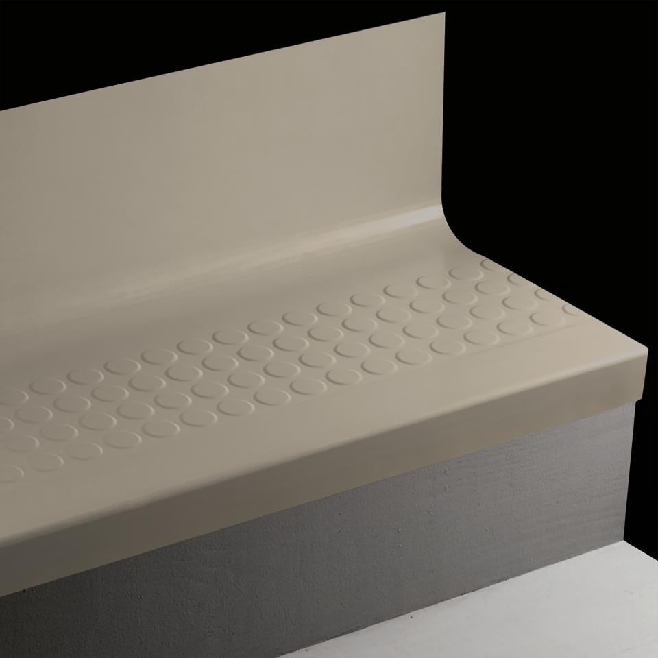 Tarkett - Marche d'escalier en caoutchouc avec contremarche intégrée Angle Fit Raised Round #29 Moon Rock avec Bande antidérapante 48"