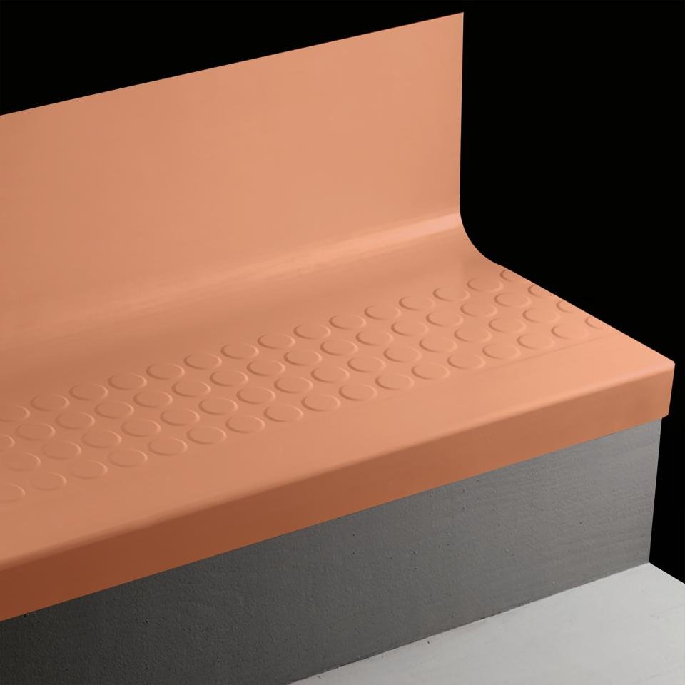 Tarkett - Marche d'escalier en caoutchouc avec contremarche intégrée Angle Fit Raised Round #62 Tangerine Tango 36"