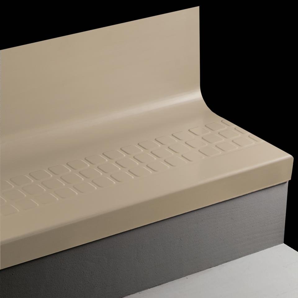 Tarkett - Marche d'escalier en caoutchouc avec contremarche intégrée Angle Fit Raised Square #09 Clay avec bande antidérapante 84" (paquet de 3)