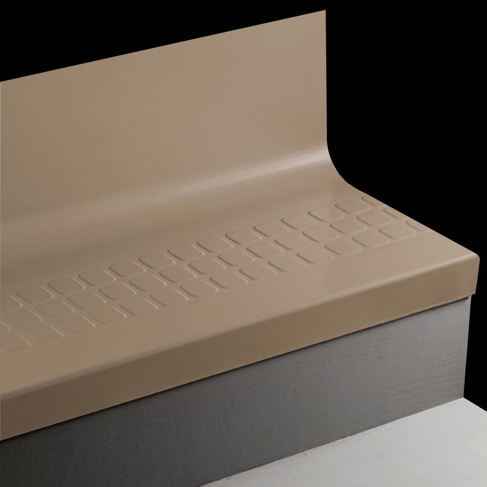 Tarkett - Marche d'escalier en caoutchouc avec contremarche intégrée Angle Fit Raised Square #45 Sandalwood avec bande antidérapante 72"