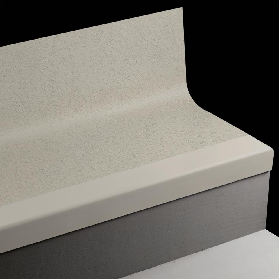 Tarkett - Marche d'escalier en caoutchouc avec contremarche intégrée Angle Fit Rice Paper #TA5 Colonial Grey avec bande antidérapante 54"