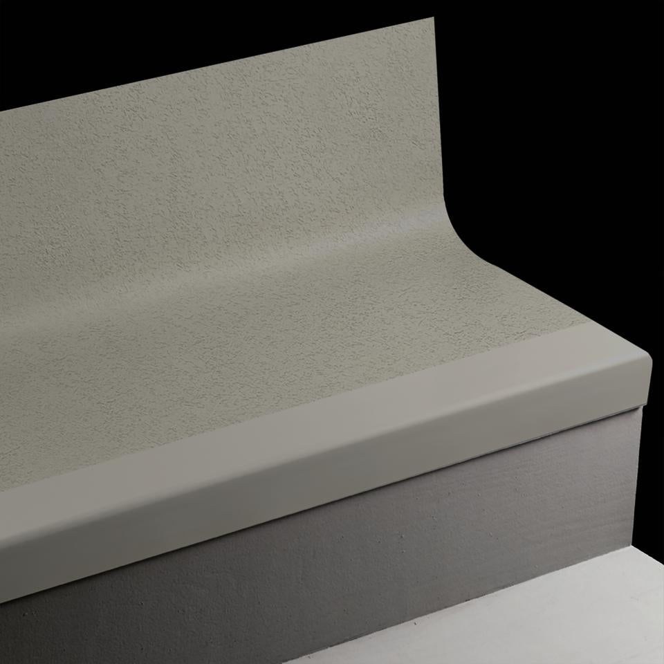 Tarkett - Marche d'escalier en caoutchouc avec contremarche intégrée Angle Fit Rice Paper #TA6 Bedrock avec bande antidérapante 72"