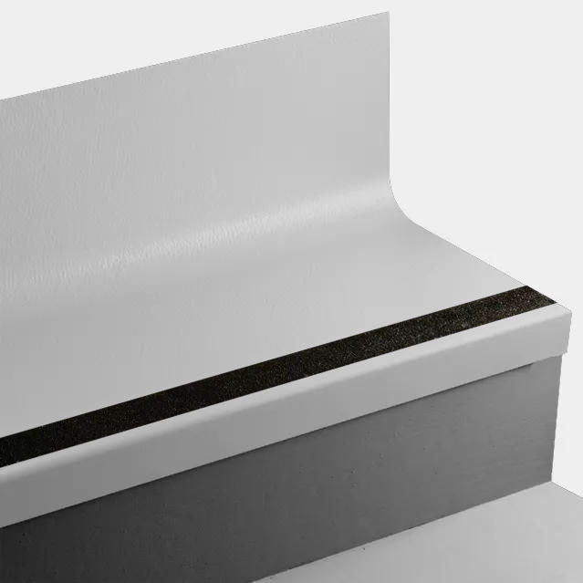Tarkett - Marche d'escalier en caoutchouc avec contremarche intégrée Angle Fit - VIHNTRSPS VE7 SQ Hammered VE7 Mt. Rainier - avec insert de ruban antidérapant noir 48" ||VIHNTRSPVE748 - Ceramed
