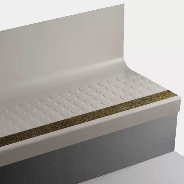 Tarkett - Marche d'escalier en caoutchouc avec contremarche intégrée Angle Fit - VIRNRDTR VK8 SQ Raised Round VK8 Sandstorm - avec insert de ruban antidérapant brun 72" ||VIRNRDTRVK872 - Ceramed