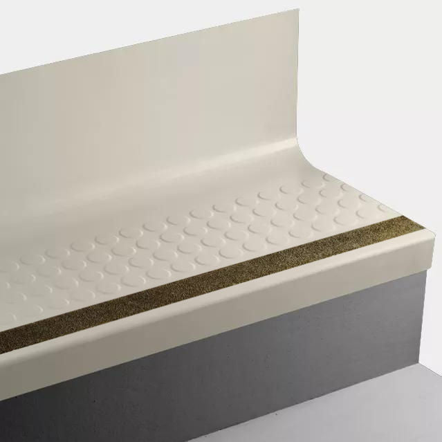 Tarkett - Marche d'escalier en caoutchouc avec contremarche intégrée Angle Fit - VIRNRDTRS VE3 SQ Raised Round VE3 Spokane Warm - avec insert de ruban antidérapant brun 96" ||VIRNRDTRSPVE396 - Ceramed