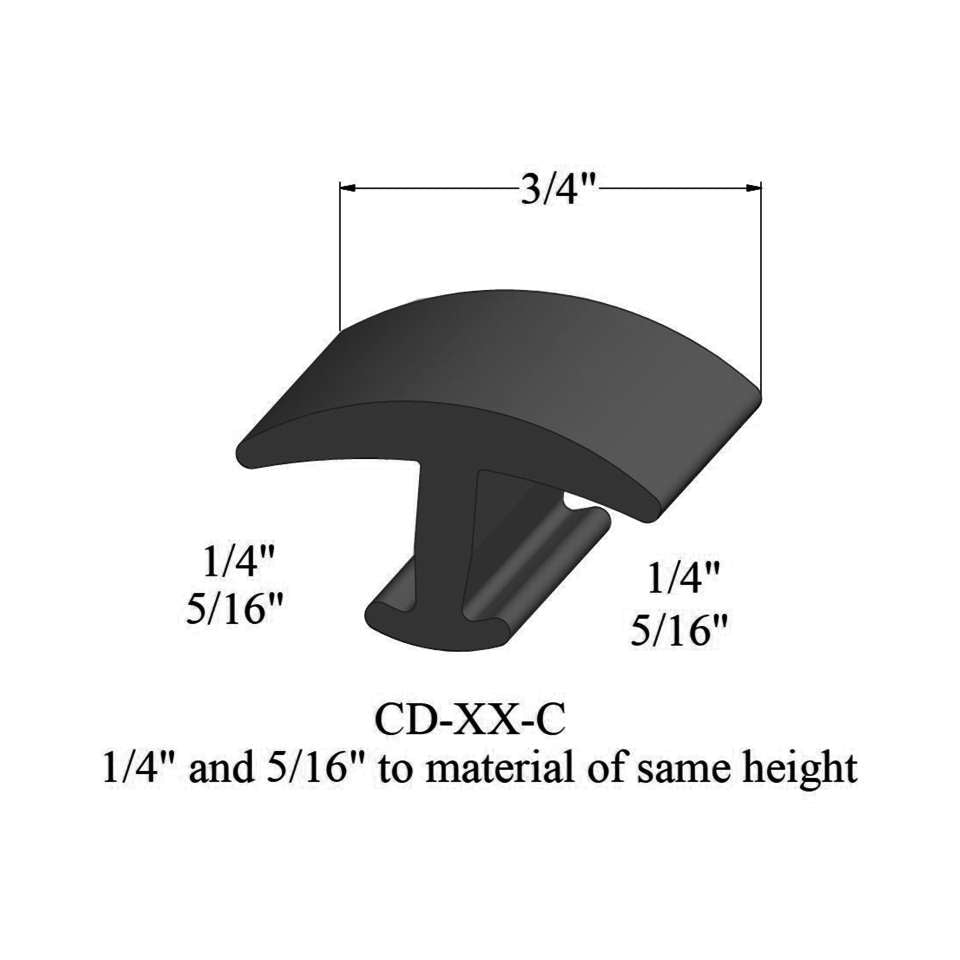 Tarkett - Moulures en T - CD 40 C 1/4 and 5/16" to material of same height" #40 Black 12'