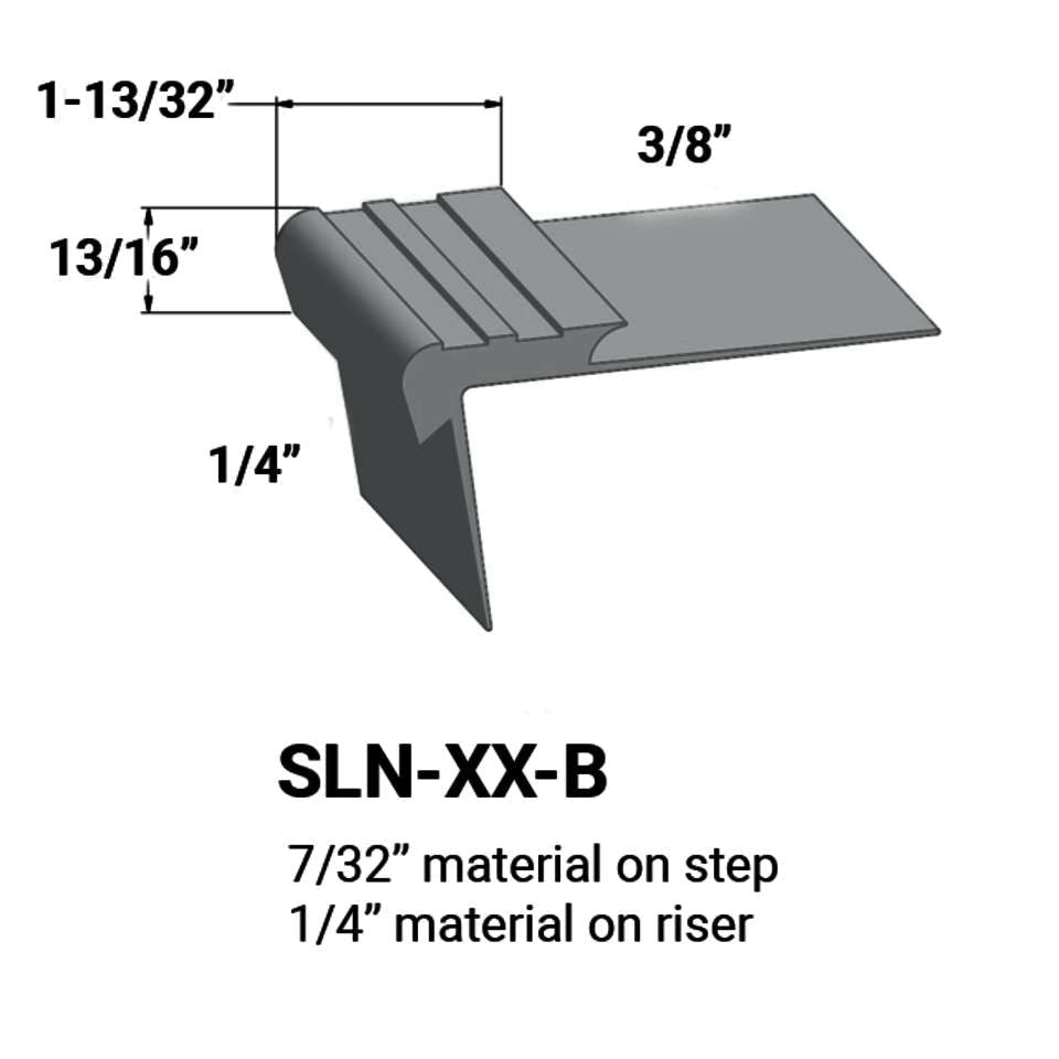 Tarkett - Nez de marches d'escalier - 7⁄32 " matériel sur la marche à ¼" matériel sur la contremarche #28 Medium Grey 12'