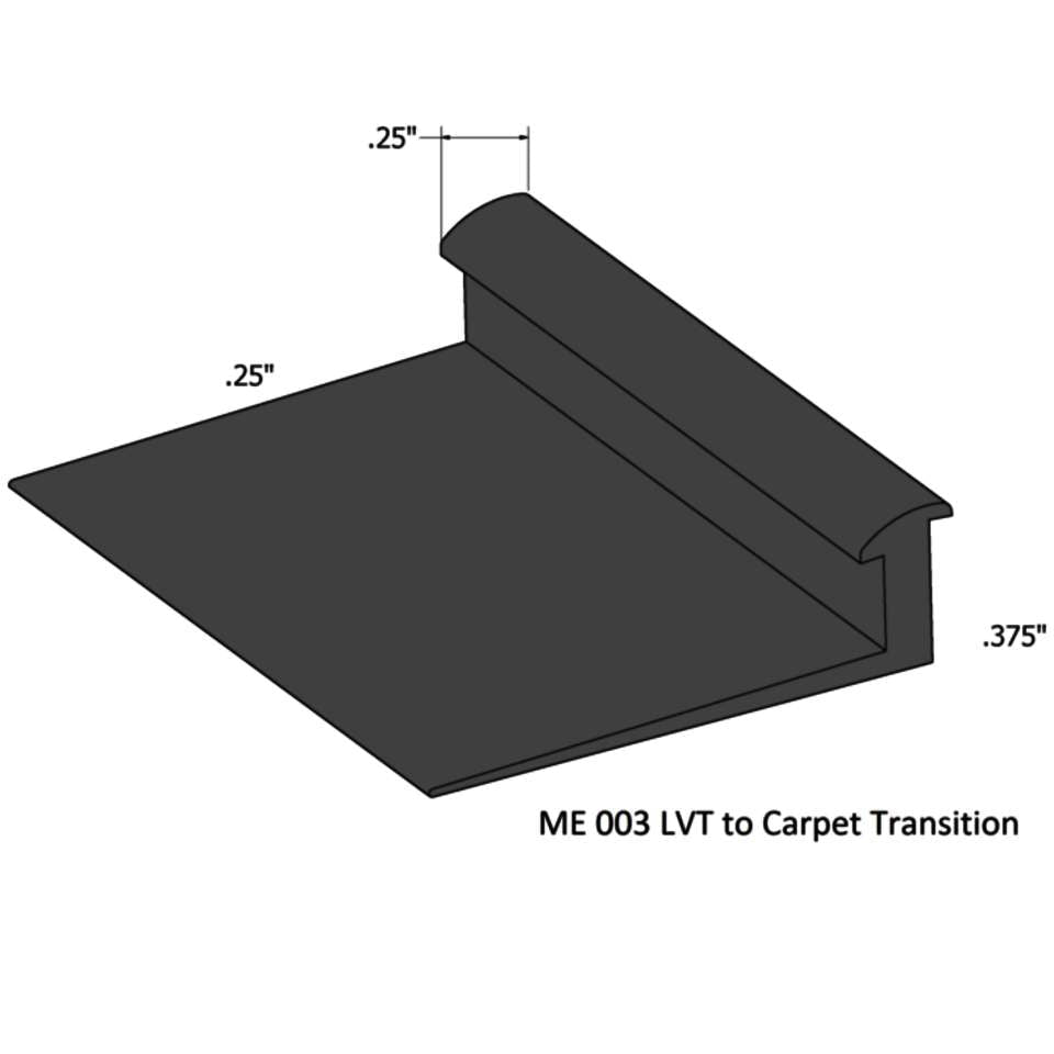 Tarkett - Slim Line Transitions - SLT 40 F 1/4 to 3/8" material" #40 Black 12'