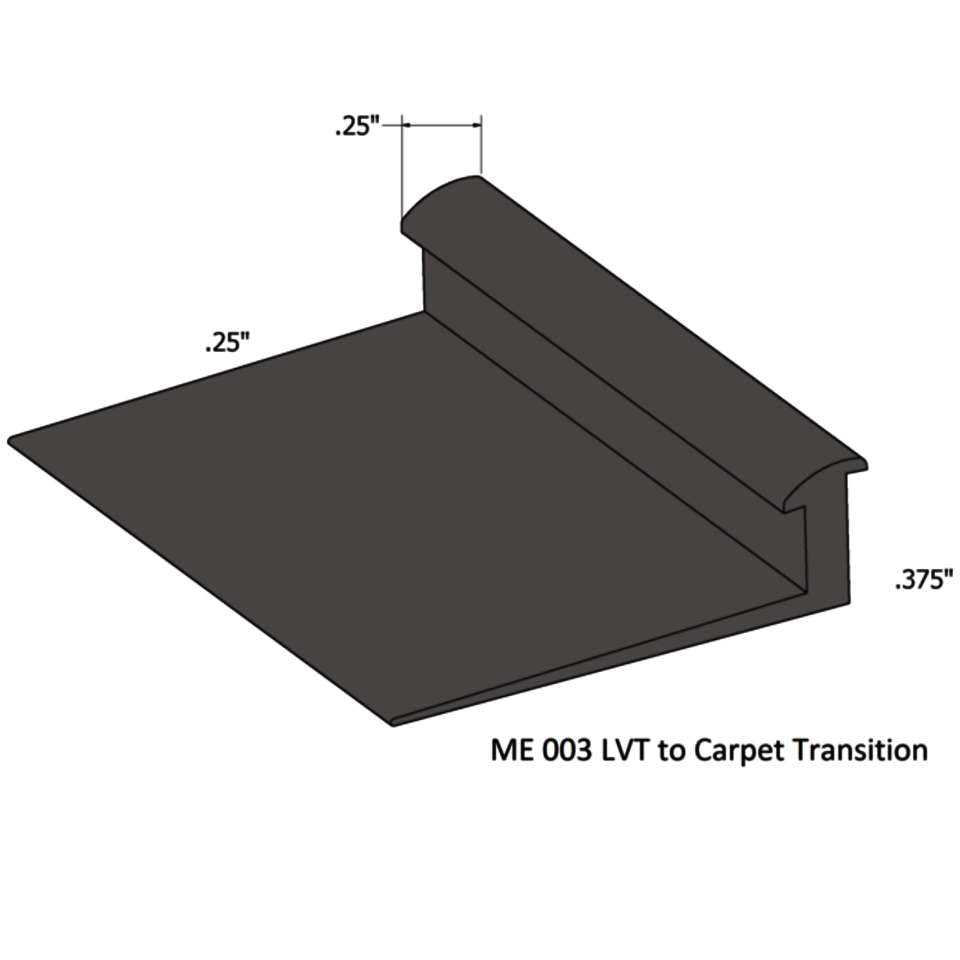Tarkett - Slim Line Transitions - SLT 44 F 1/4 to 3/8" material" #44 Dark Brown 12'