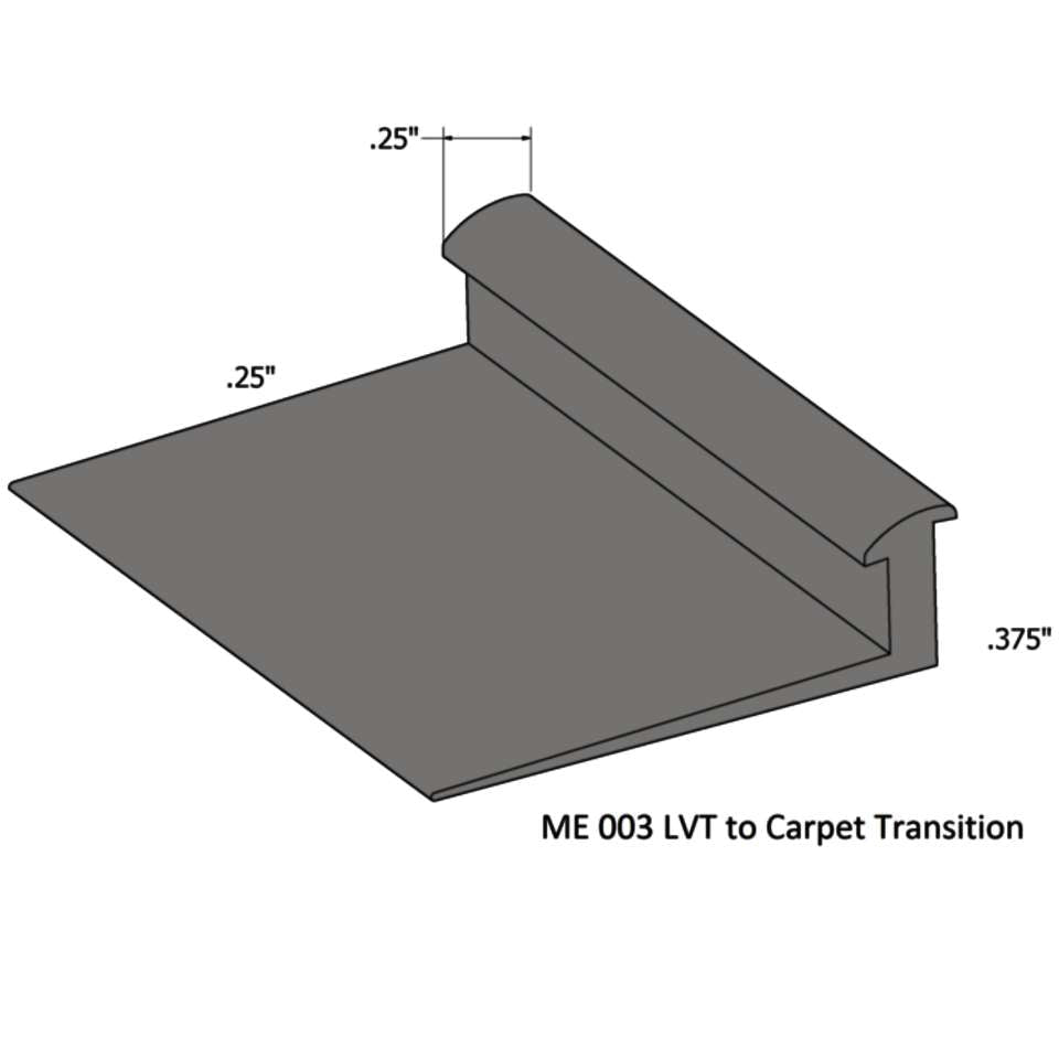 Tarkett - Slim Line Transitions - SLT 48 F 1/4 to 3/8" material" #48 Grey 12'
